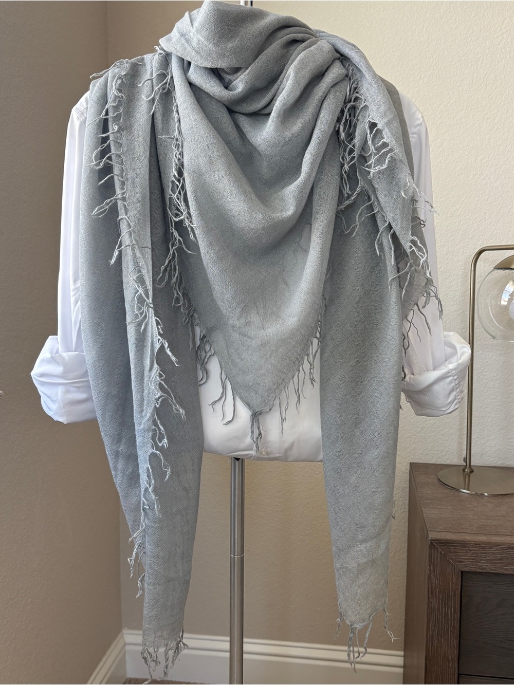 EUC Chan Luu Silver / Gray Cashmere And Silk Scarf